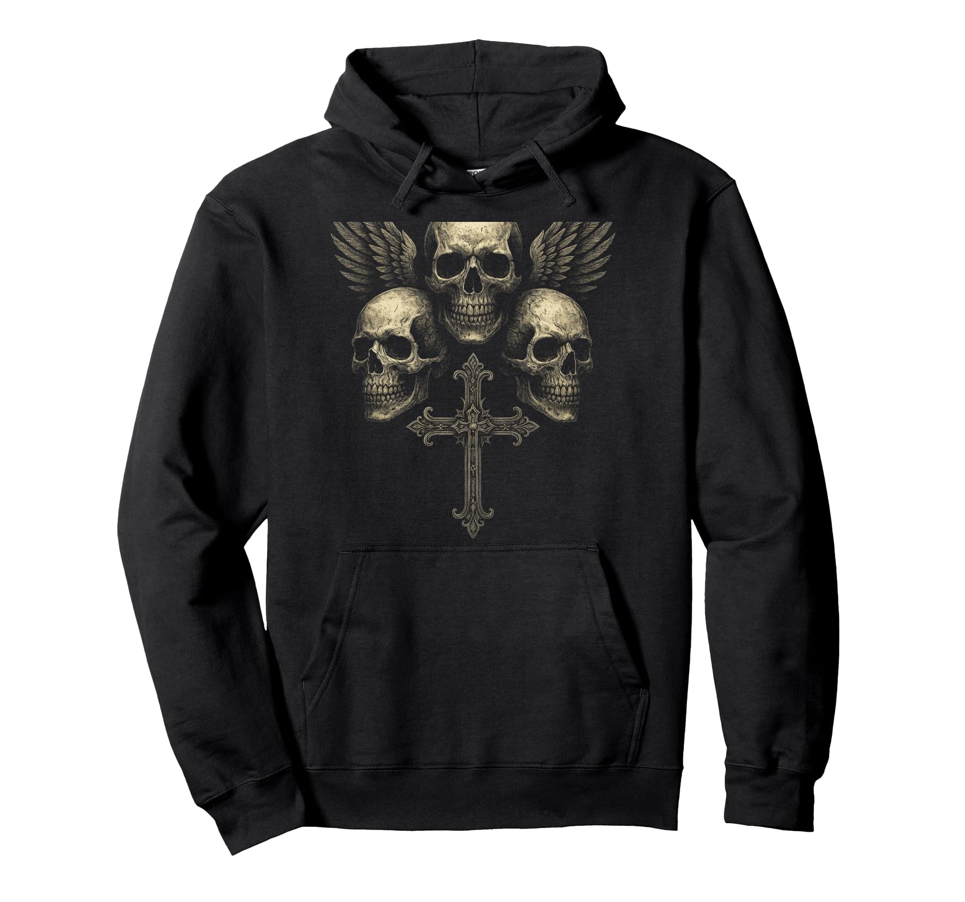Skull Cross Wings Y2K Grunge Gothic Hoodie - Aesthetic Graphic for Adults - T-Shirt, Sweatshirt, Hoodie