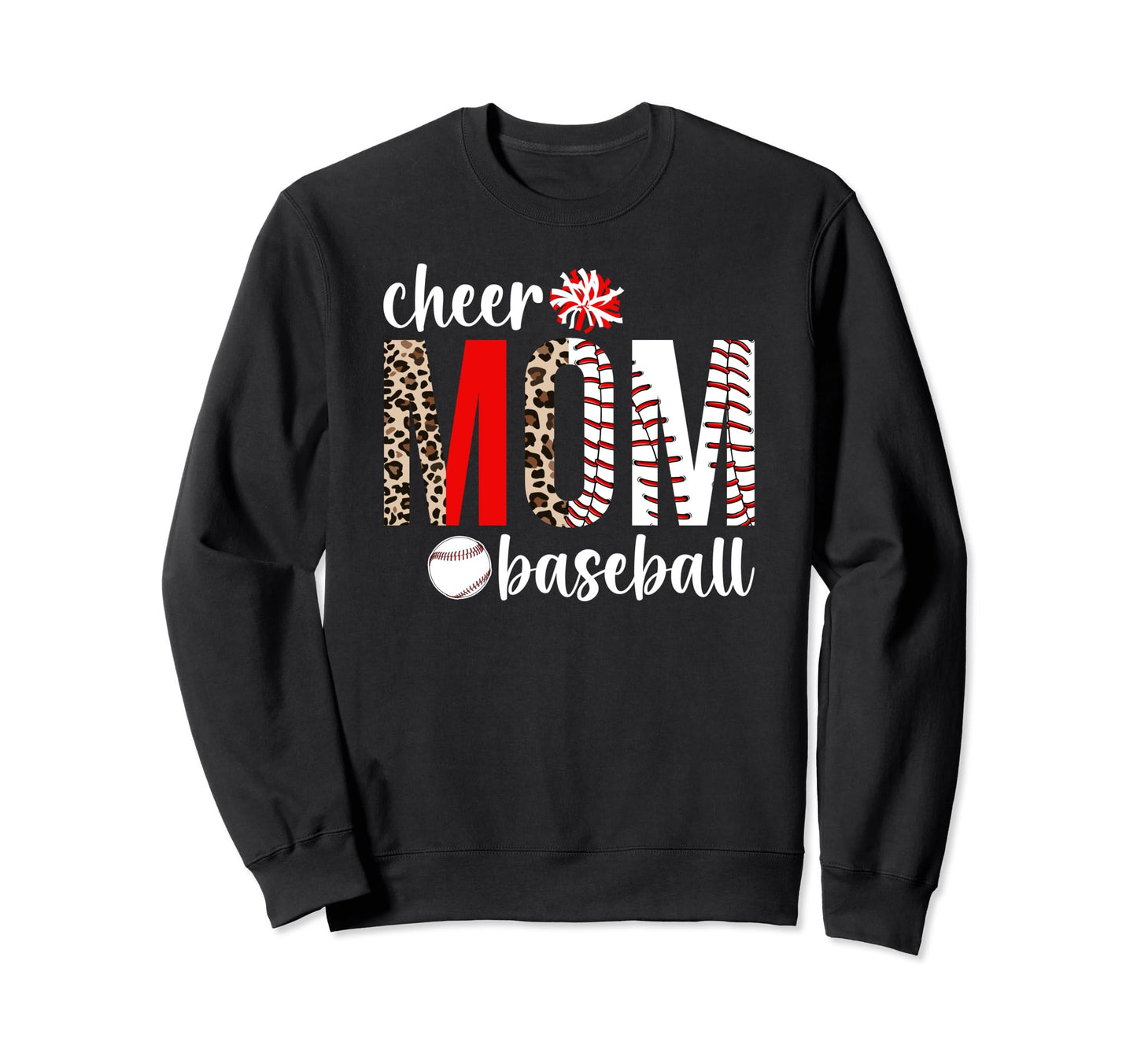 Cheer And Baseball Mom Leopard Sweatshirt - Casual Everyday Wear Unisex - T-Shirt, Sweatshirt, Hoodie