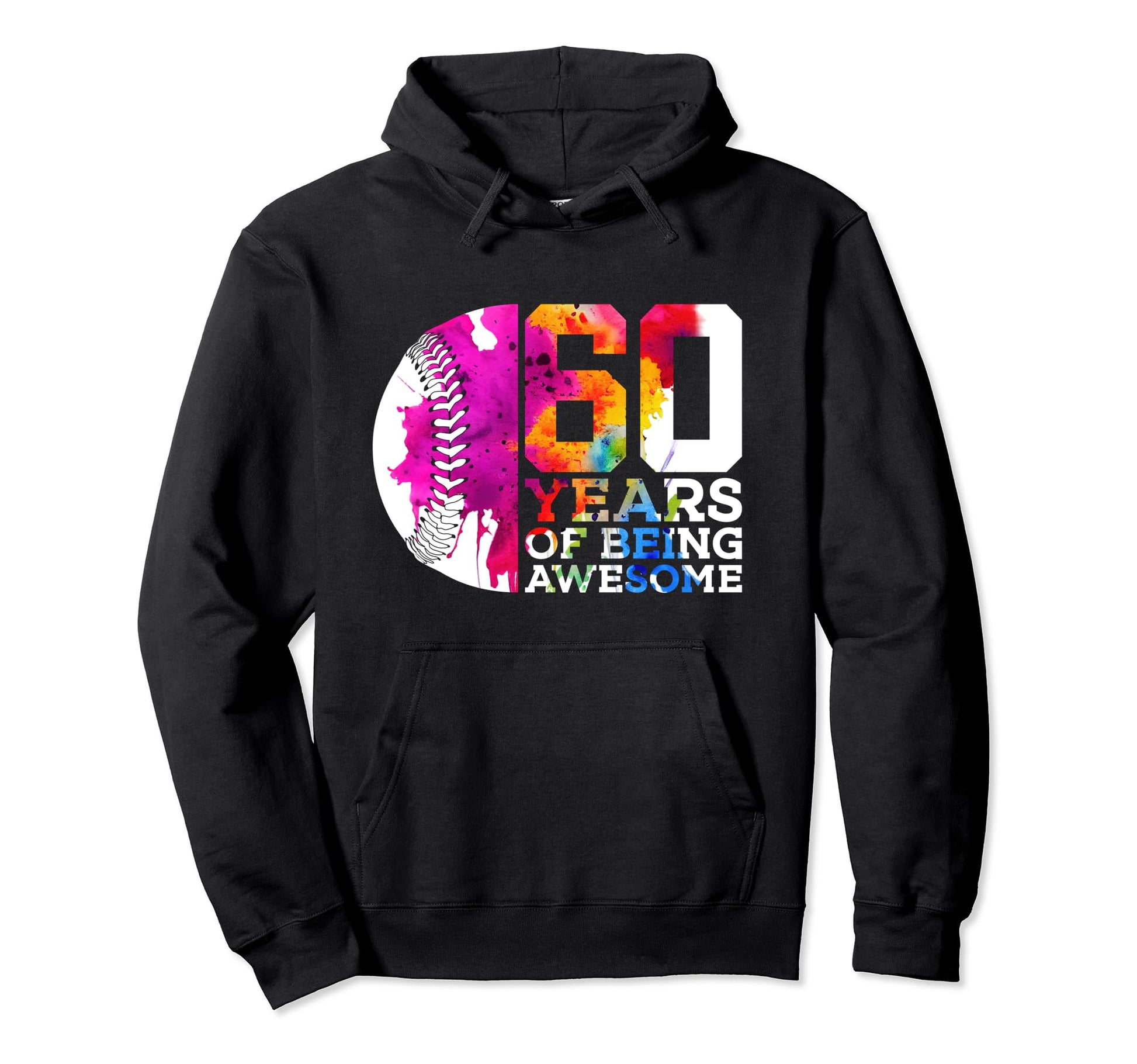 60 Years Being Awesome Baseball 60Th Hoodie - Unique Graphic Unisex - T-Shirt, Sweatshirt, Hoodie