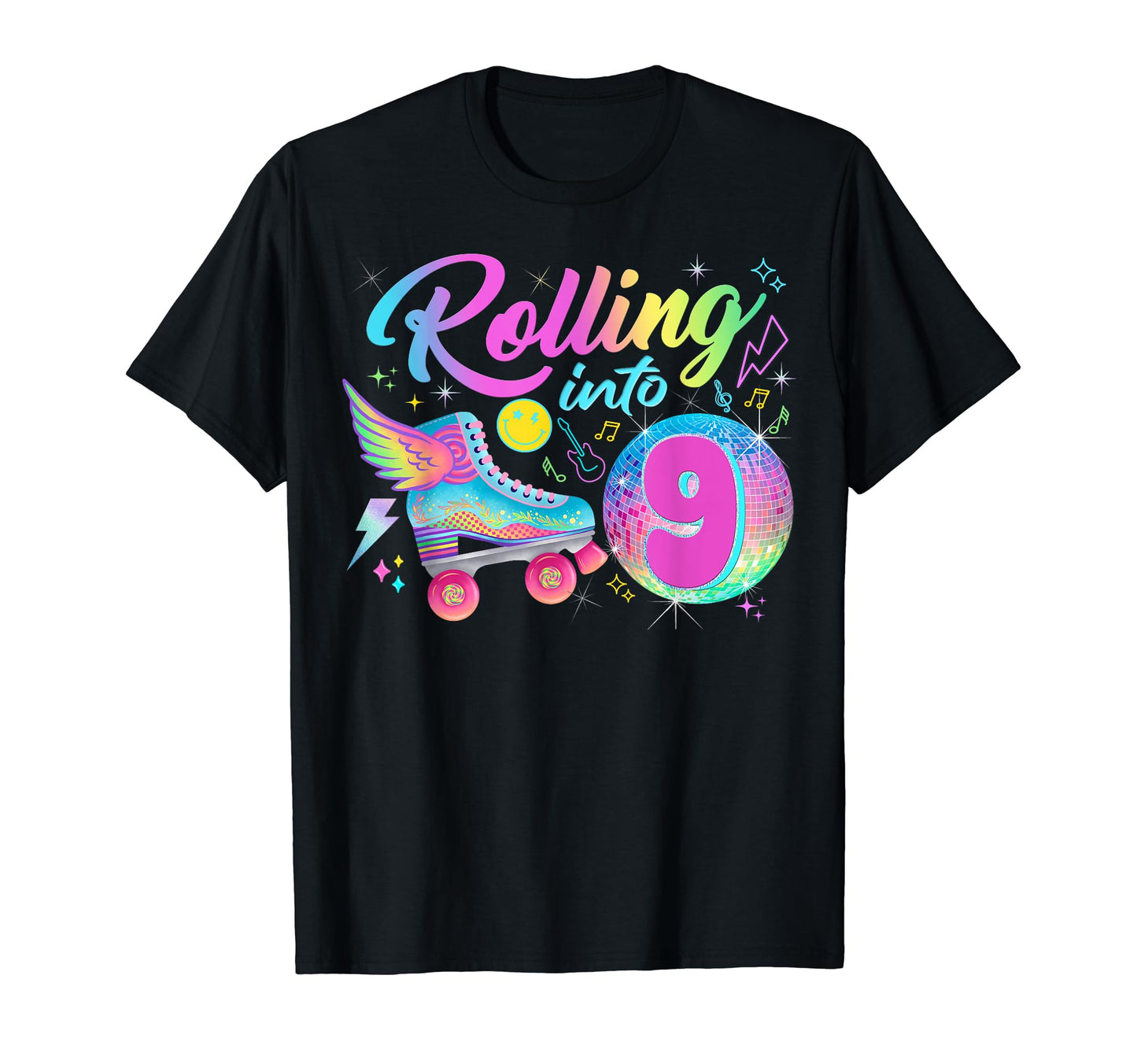Roller Skates Birthday Disco Ball Party T-Shirt - Graphic Print Men Women - T-Shirt, Sweatshirt, Hoodie