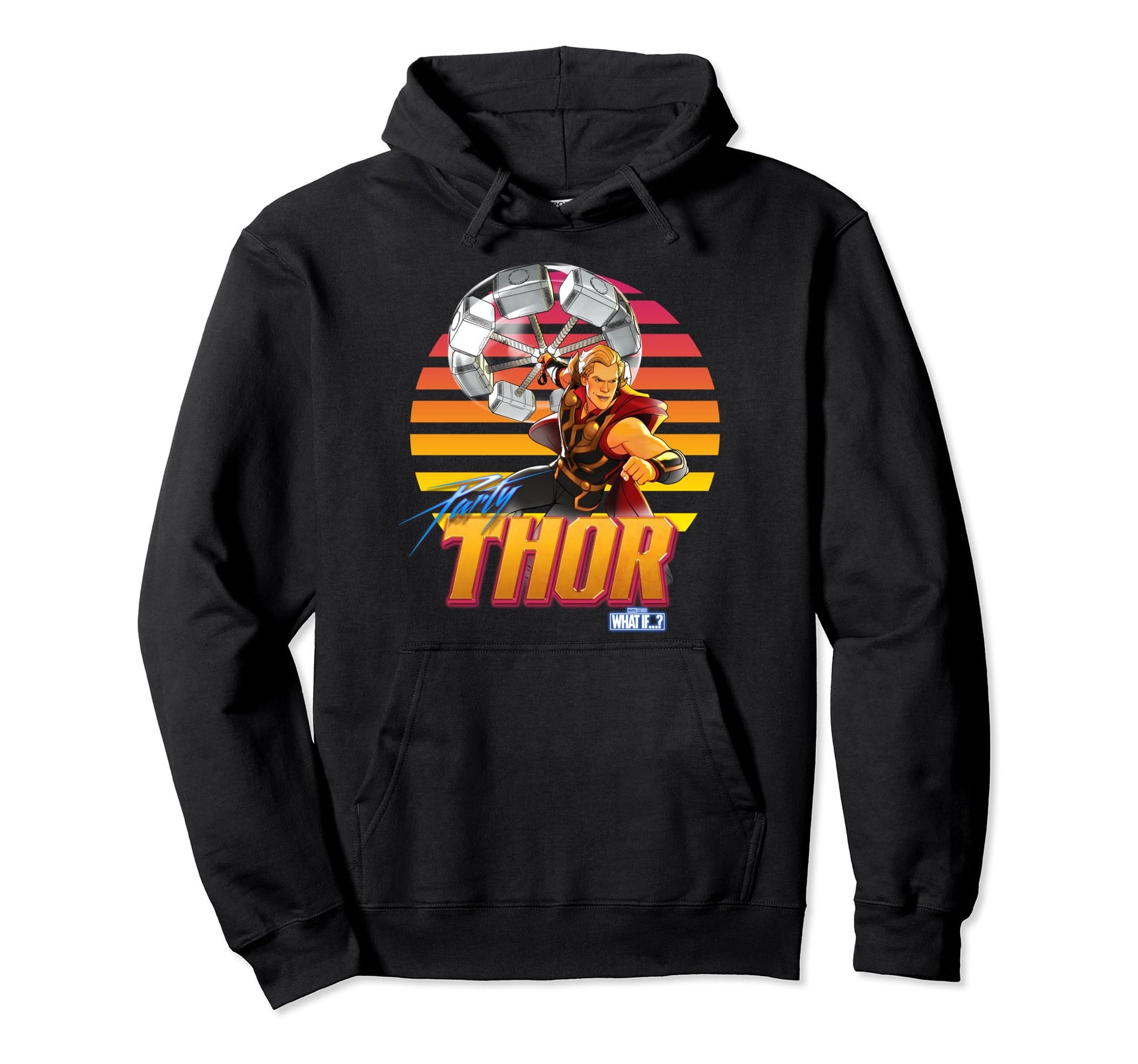 Marvel What If Party Thor Stripes Hoodie - Aesthetic Graphic Men Women - T-Shirt, Sweatshirt, Hoodie