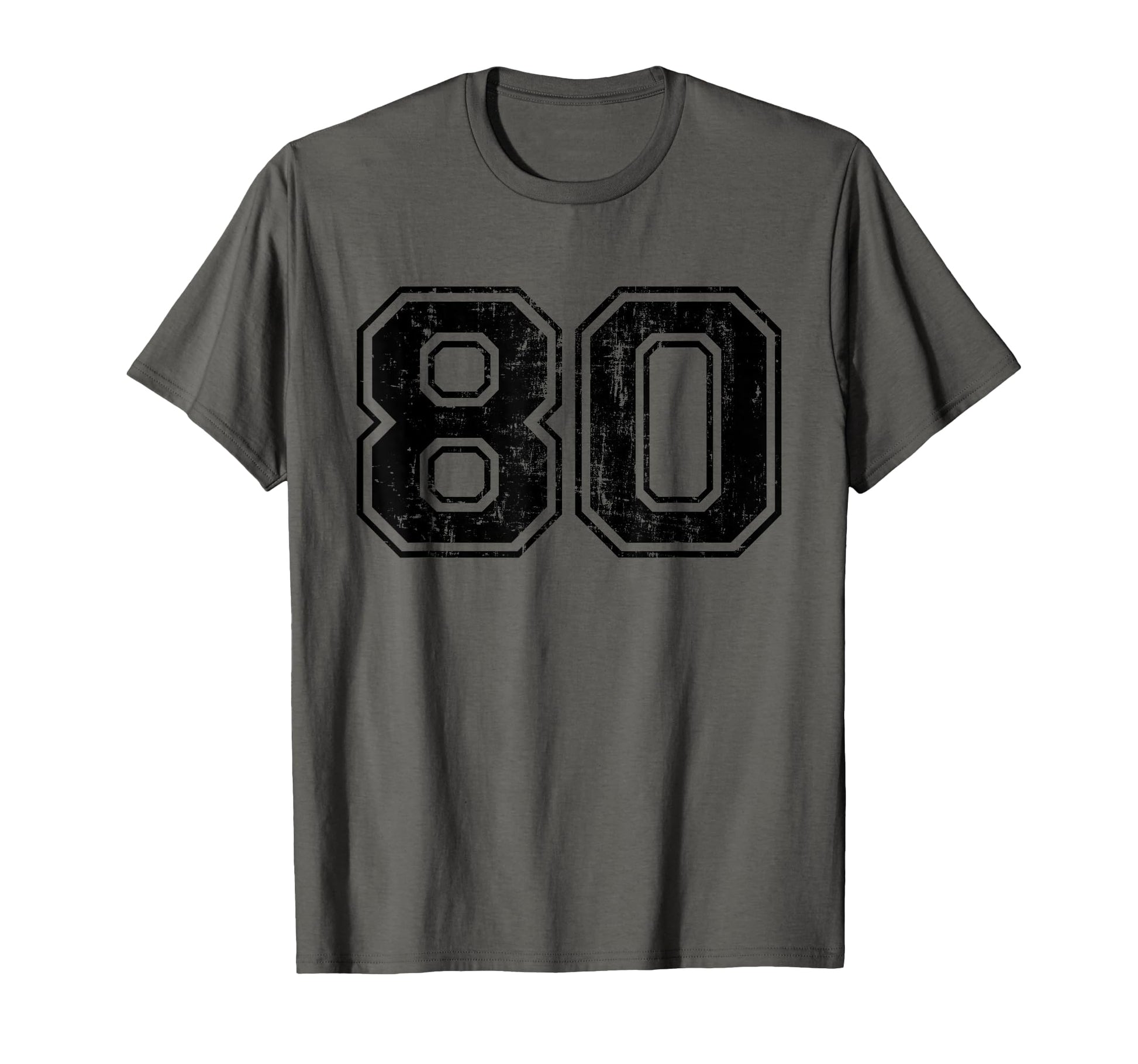 Number 80 Varsity Distressed Sport T-Shirt - Novelty Apparel Men Women - T-Shirt, Sweatshirt, Hoodie