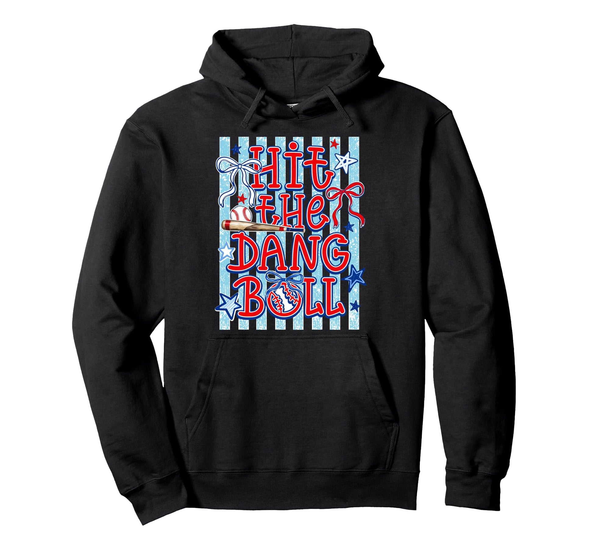 Coquette Bow Game Day Baseball Hit Hoodie - Novelty Apparel for Adults - T-Shirt, Sweatshirt, Hoodie
