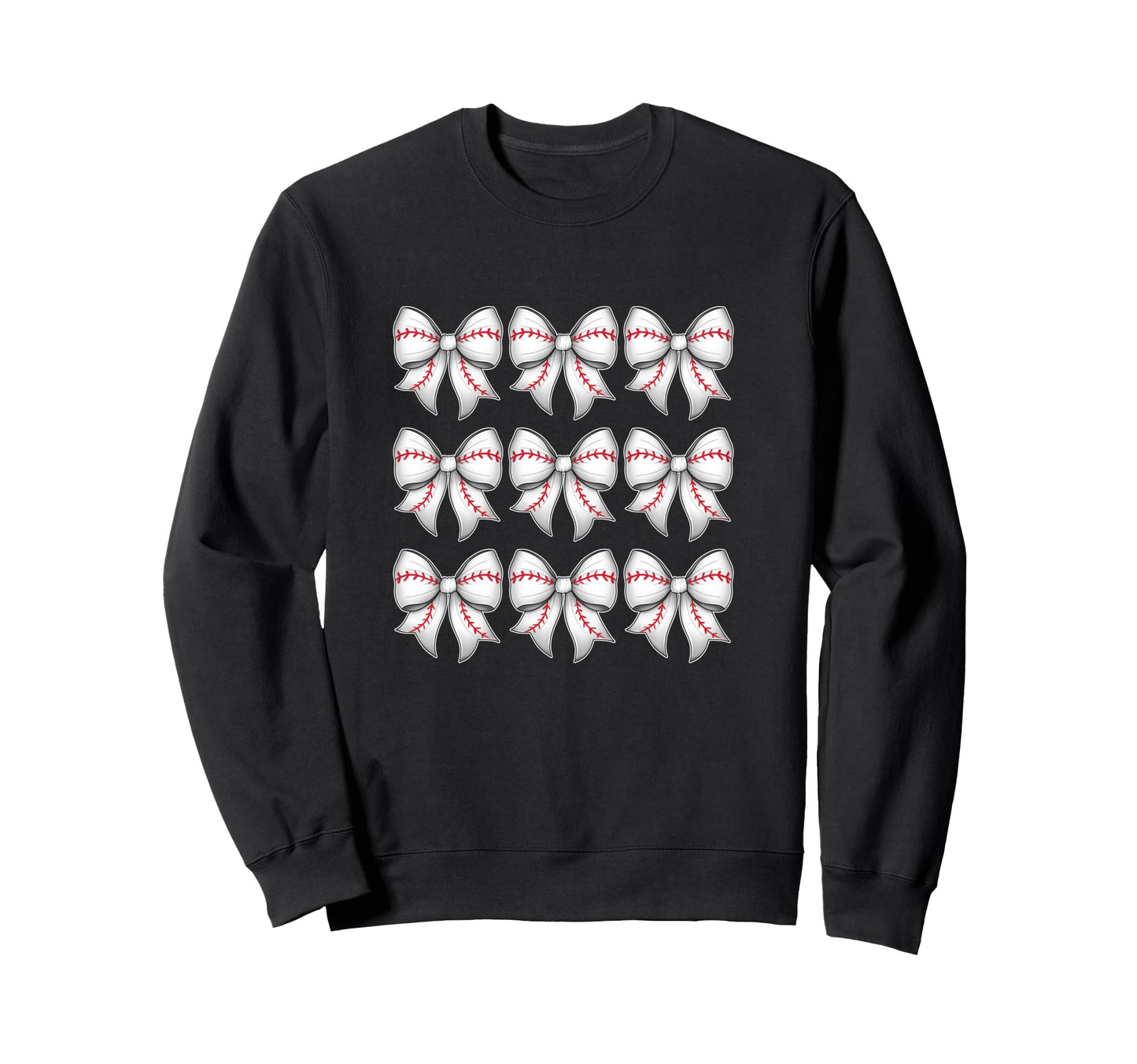 Bow Pattern Baseball Stitching Sweatshirt - Graphic Print Men Women - T-Shirt, Sweatshirt, Hoodie