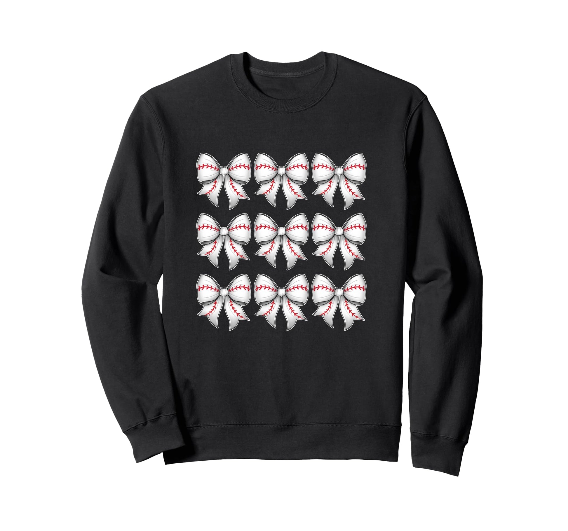 Bow Pattern Baseball Stitching Sweatshirt - Graphic Print Men Women - T-Shirt, Sweatshirt, Hoodie