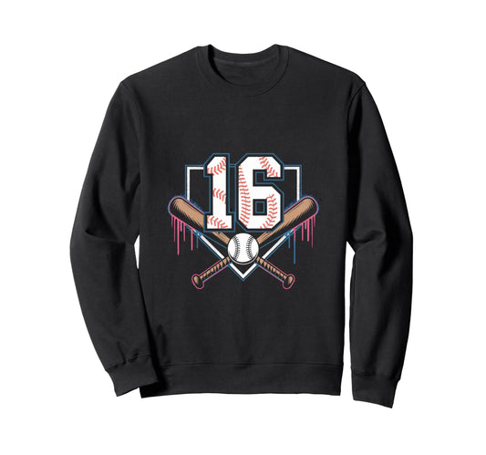 Baseball Home Ice Cream 16Th Birthday Sweatshirt - Trendy Graphic Unisex - T-Shirt, Sweatshirt, Hoodie