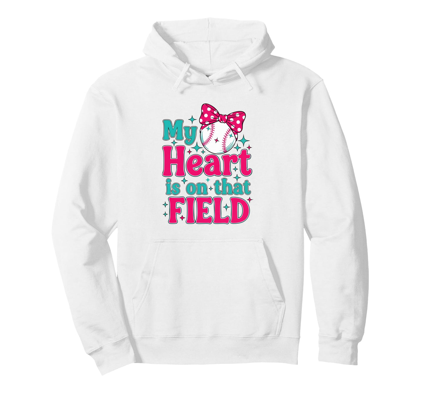 My Heart Is That Field Funny Baseball Hoodie - Novelty Apparel for Adults - T-Shirt, Sweatshirt, Hoodie