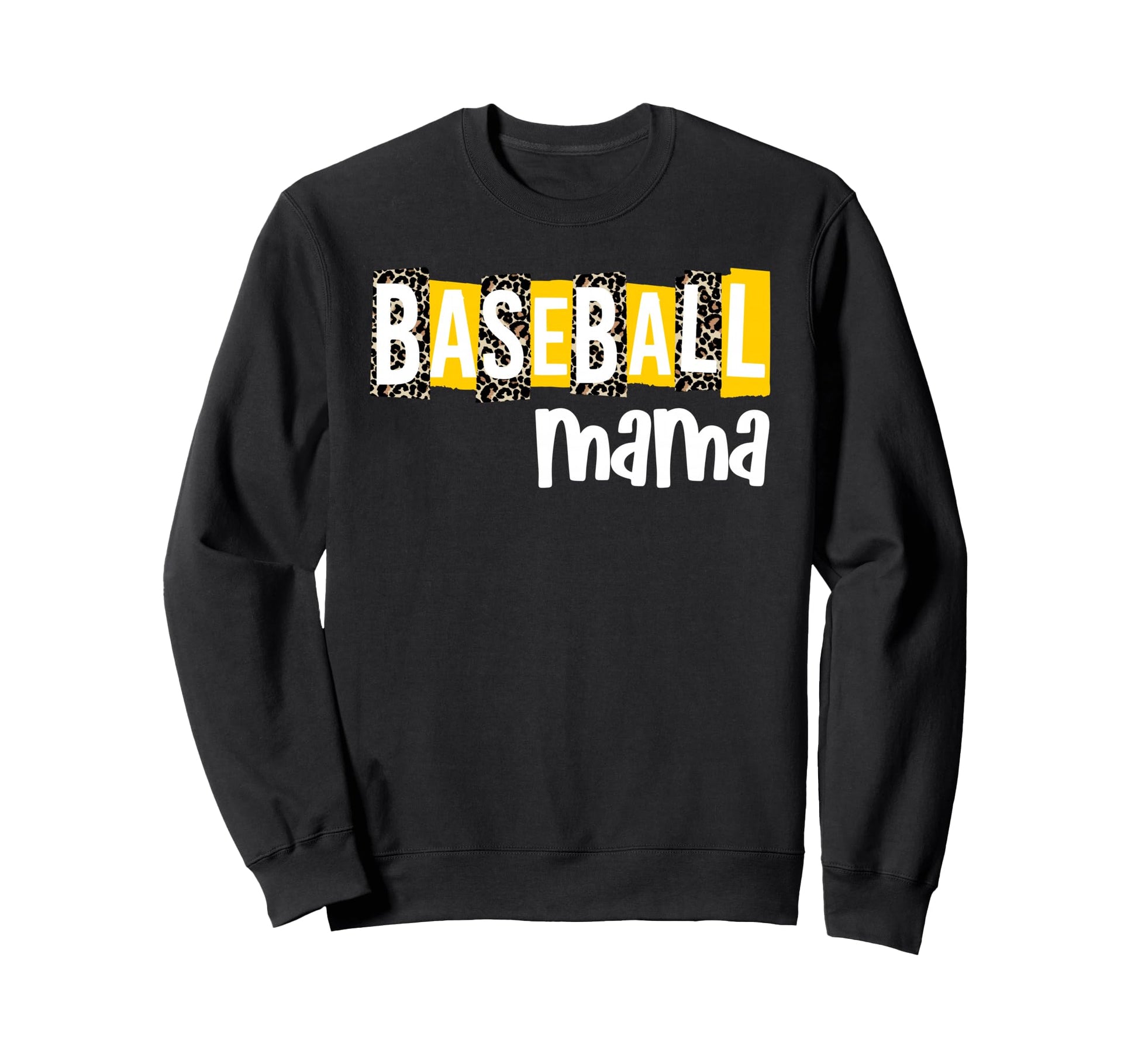 Baseball Mama Yellow Leopard Sweatshirt - Casual Everyday Wear for Adults - T-Shirt, Sweatshirt, Hoodie
