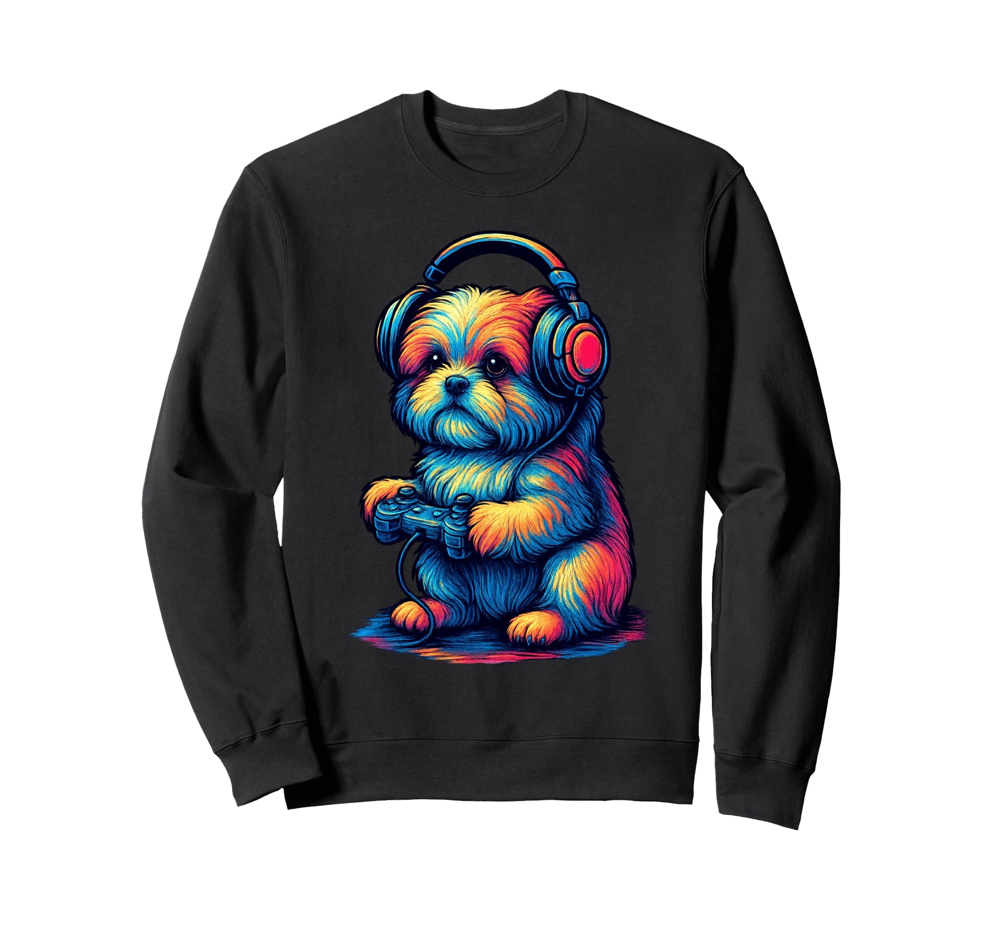 Shih Tzu Gamer Gaming Dog Lover Sweatshirt - Fun Novelty Design for Adults - T-Shirt, Sweatshirt, Hoodie