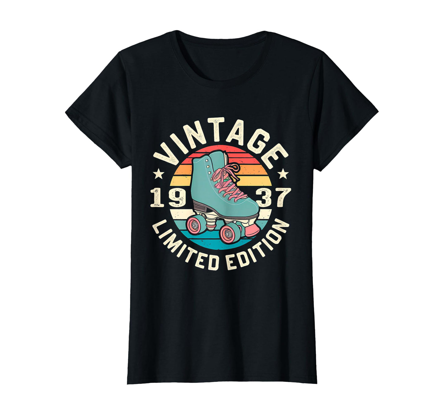 1937 Sunset Roller Skate Birthday T-Shirt - Casual Everyday Wear Unisex - T-Shirt, Sweatshirt, Hoodie