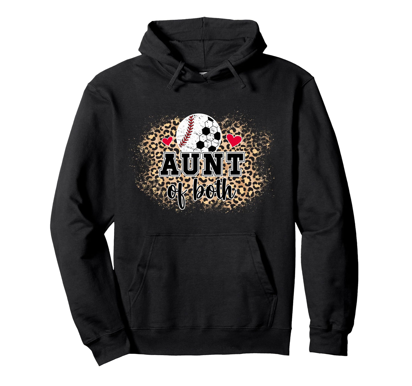 Aunt Both Leopard Baseball Soccer Aunt Hoodie - Casual Everyday Wear Unisex - T-Shirt, Sweatshirt, Hoodie