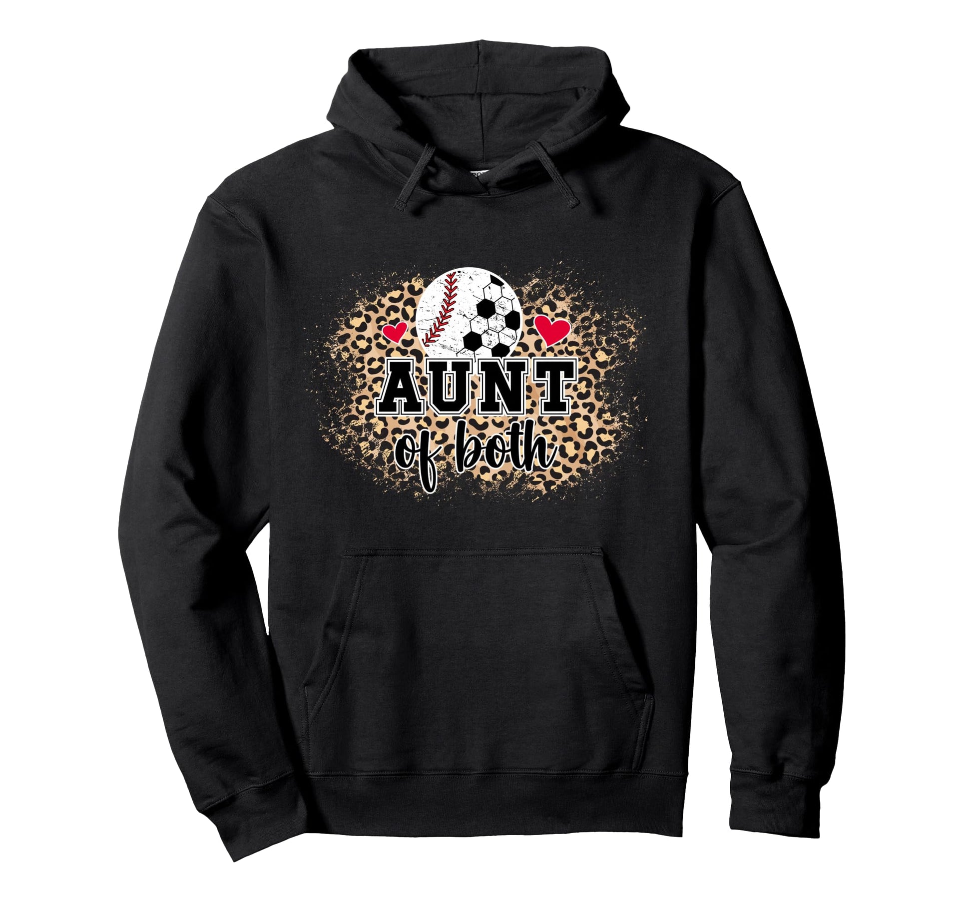 Aunt Both Leopard Baseball Soccer Aunt Hoodie - Casual Everyday Wear Unisex - T-Shirt, Sweatshirt, Hoodie