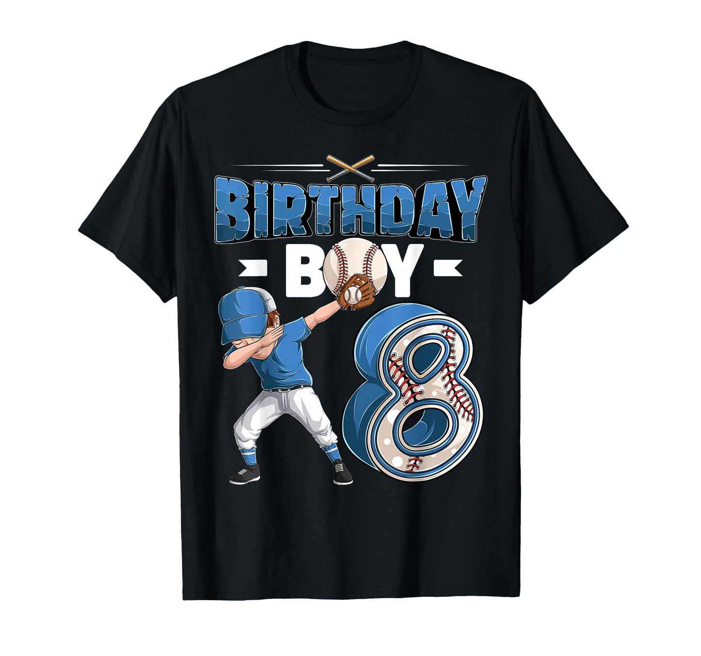 Dabbing 8 Year Old Baseball Player 8Th T-Shirt - Unique Graphic for Adults - T-Shirt, Sweatshirt, Hoodie