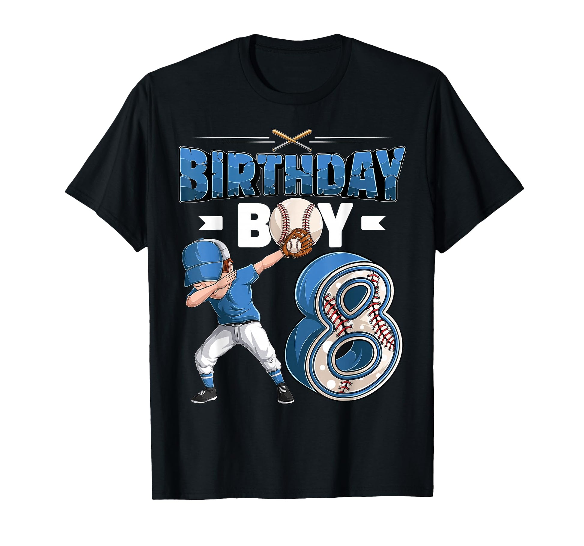 Dabbing 8 Year Old Baseball Player 8Th T-Shirt - Unique Graphic for Adults - T-Shirt, Sweatshirt, Hoodie