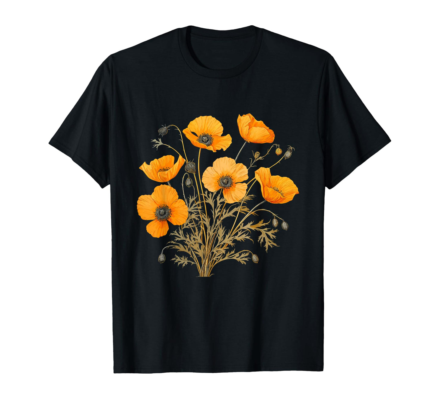 California Poppy Flowers T-Shirt - Graphic Print Men Women - T-Shirt, Sweatshirt, Hoodie