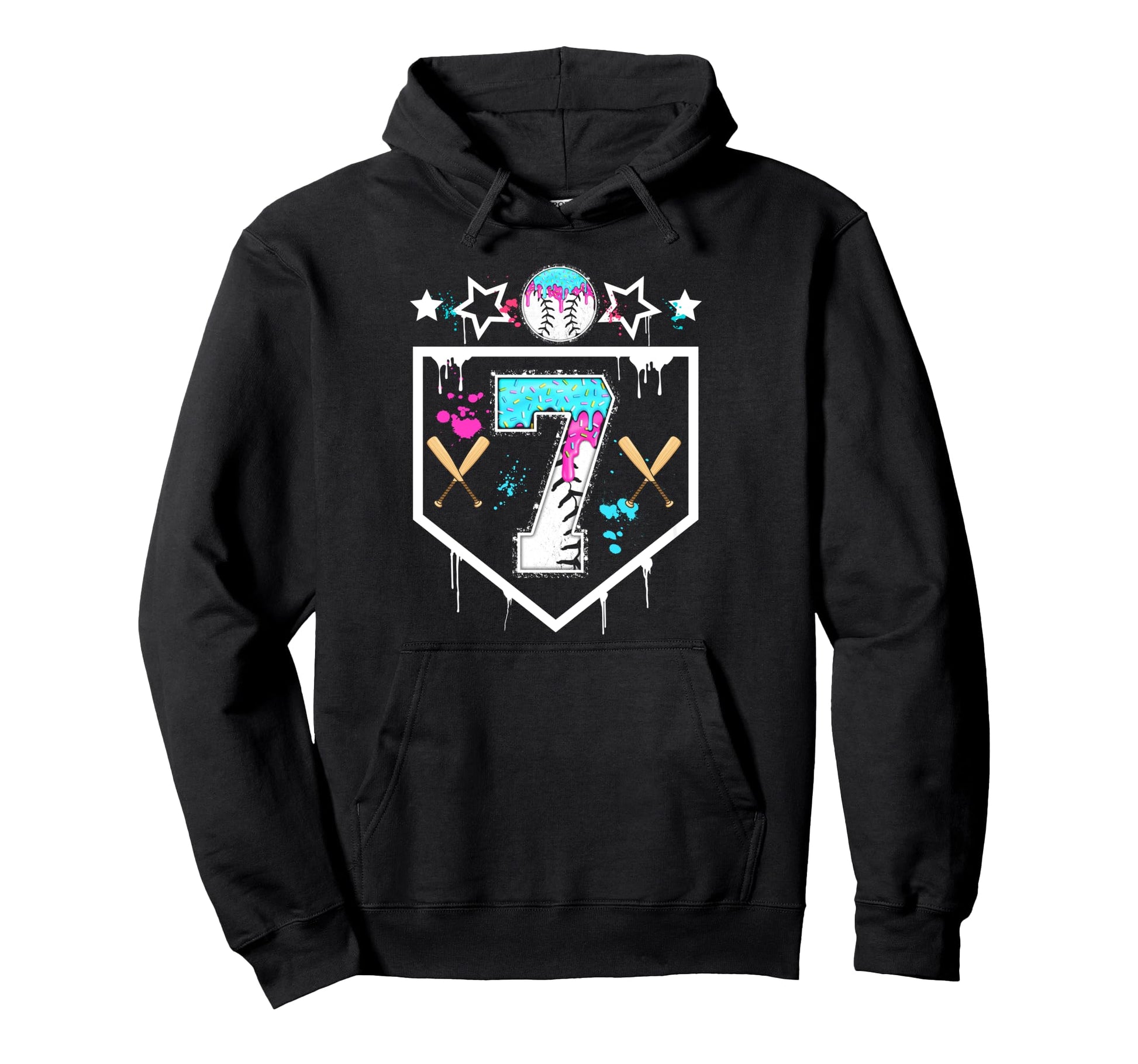 Baseball 7 Year Old Ice Cream Drip Hoodie - Streetwear Style for Adults - T-Shirt, Sweatshirt, Hoodie
