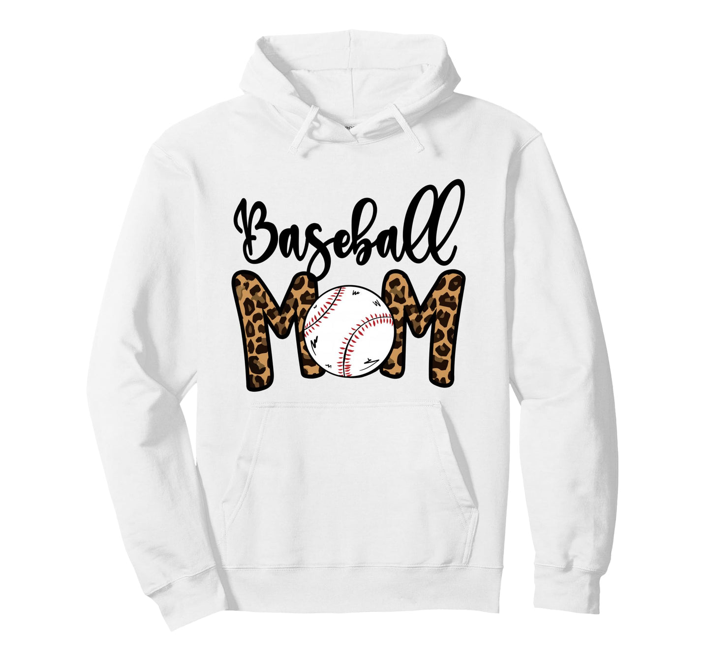 Funny Baseball Mom Leopard Softball Hoodie - Minimalist Print for Adults - T-Shirt, Sweatshirt, Hoodie