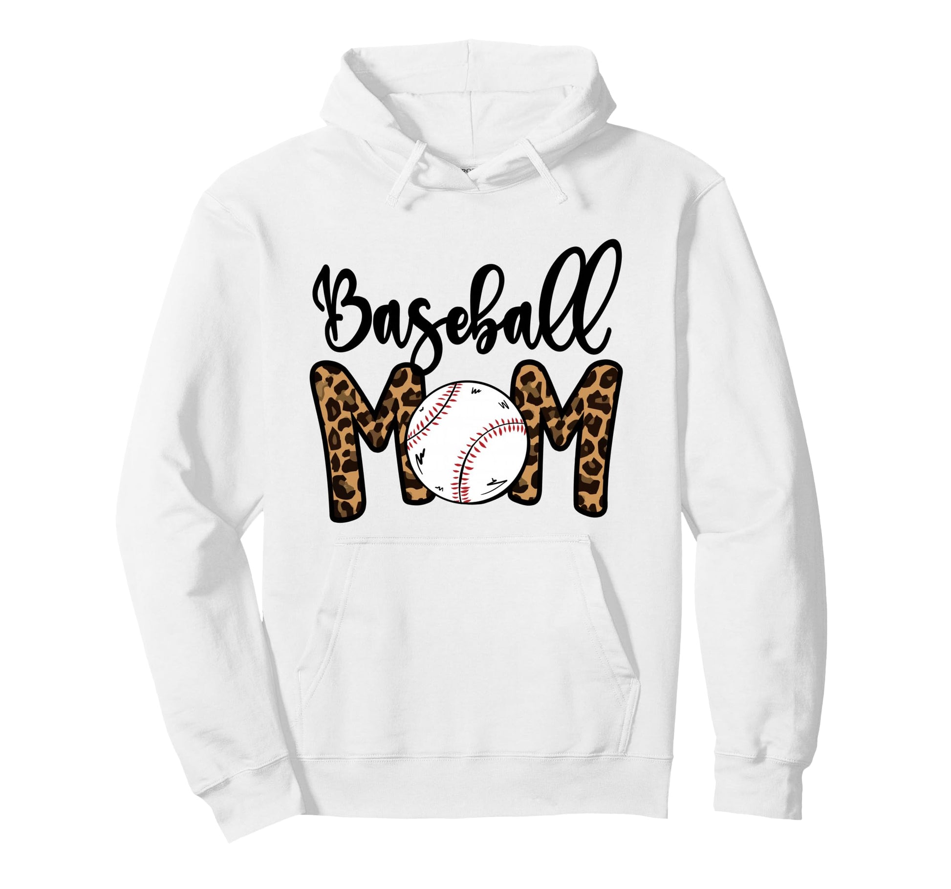 Funny Baseball Mom Leopard Softball Hoodie - Minimalist Print for Adults - T-Shirt, Sweatshirt, Hoodie