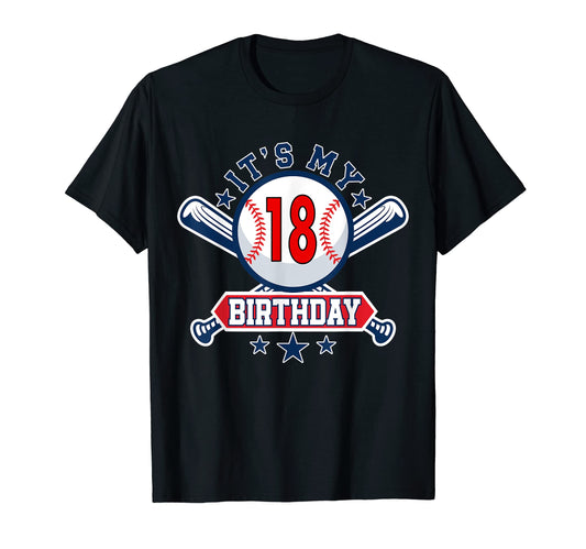 18 Years Old Baseball Player 18Th T-Shirt - Aesthetic Graphic Unisex - T-Shirt, Sweatshirt, Hoodie