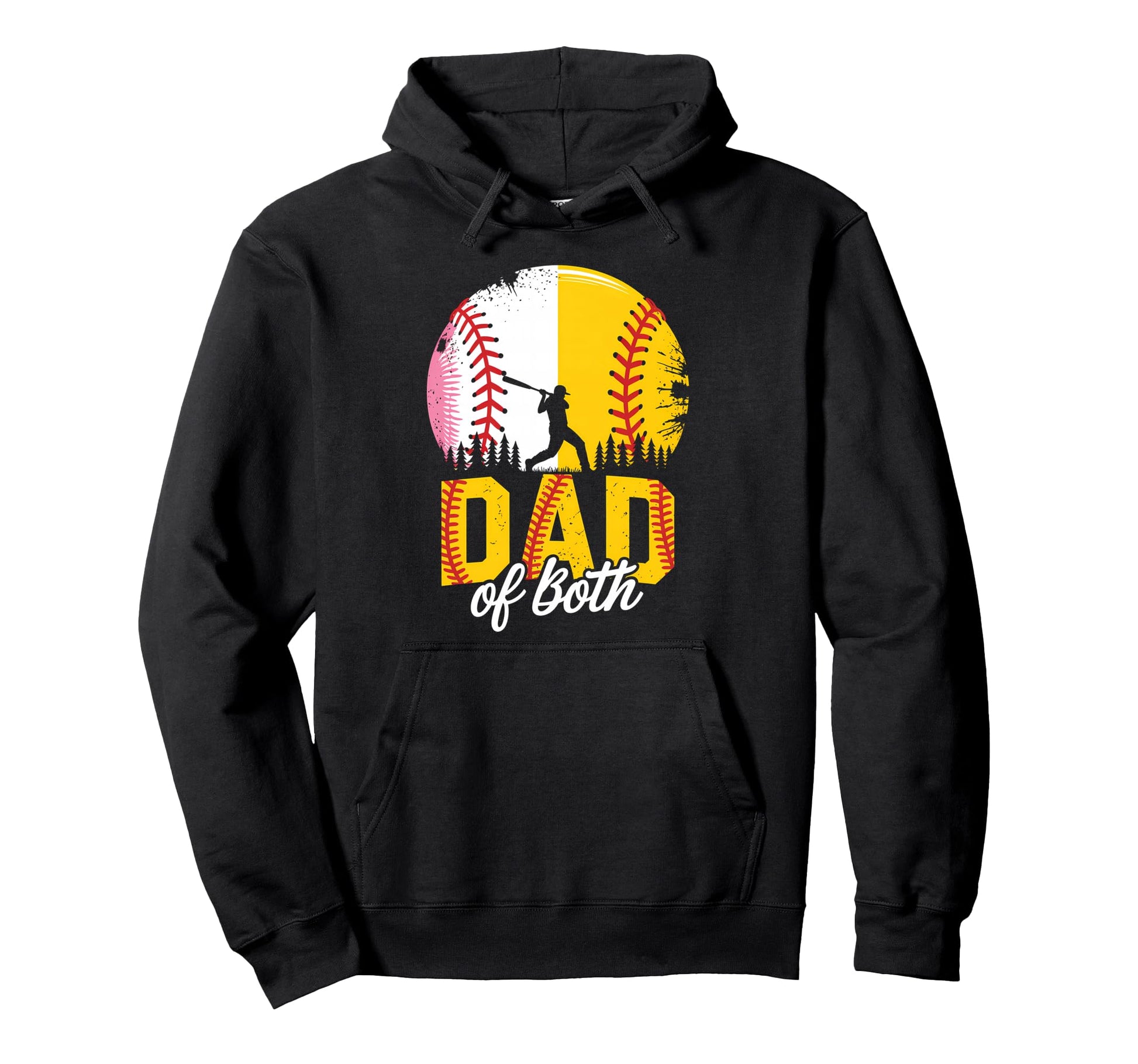 Dad Both Baseball Softball Fathers Hoodie - Fun Novelty Design for Adults - T-Shirt, Sweatshirt, Hoodie
