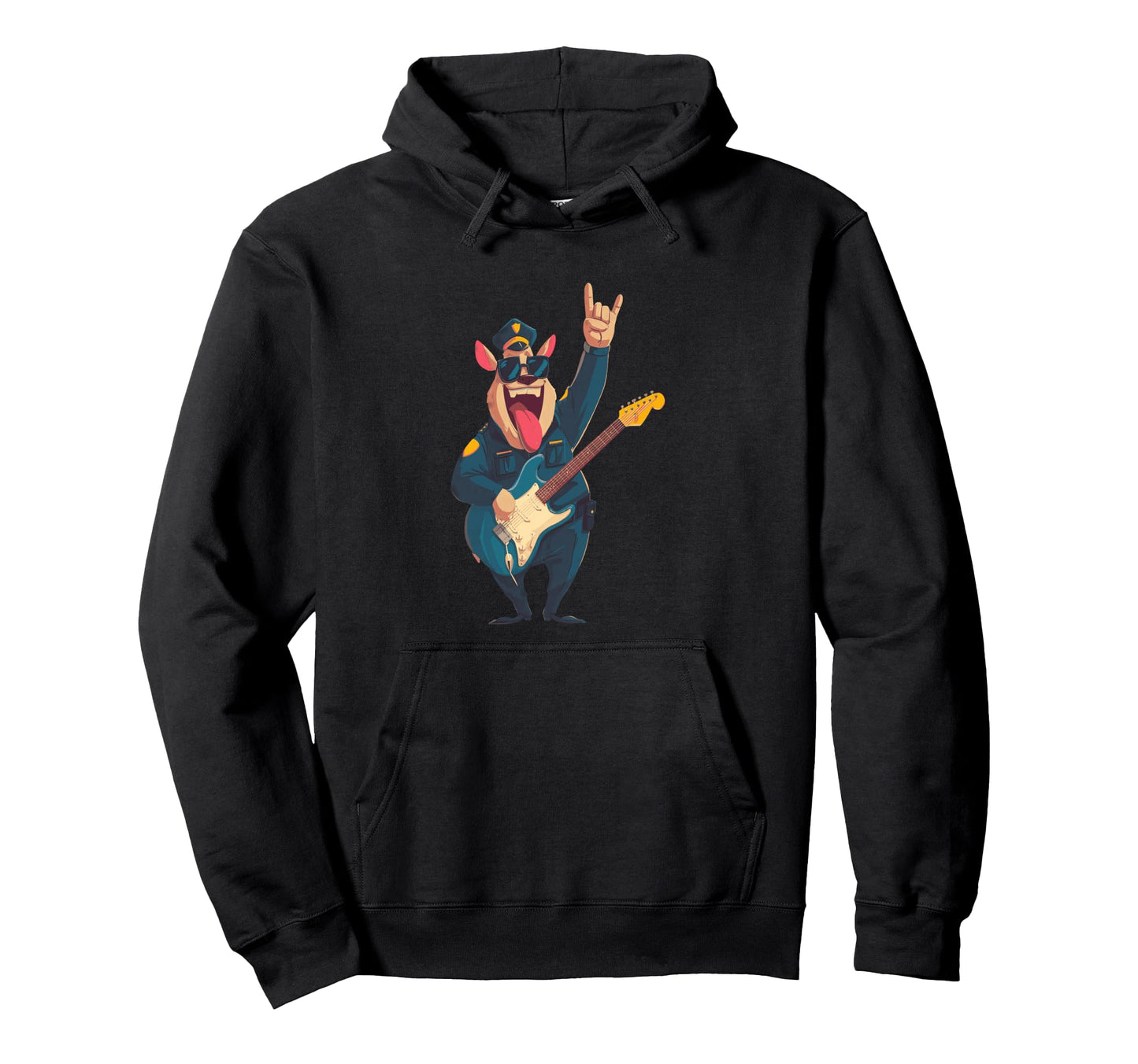 Rockstar Police Pig Cop Sunglasses Electric Hoodie - Graphic Print Unisex - T-Shirt, Sweatshirt, Hoodie