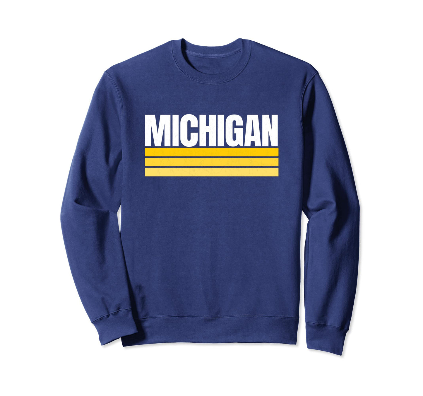 Striped Michigan Yellow White Michigan Sweatshirt - Graphic Print Men Women - T-Shirt, Sweatshirt, Hoodie