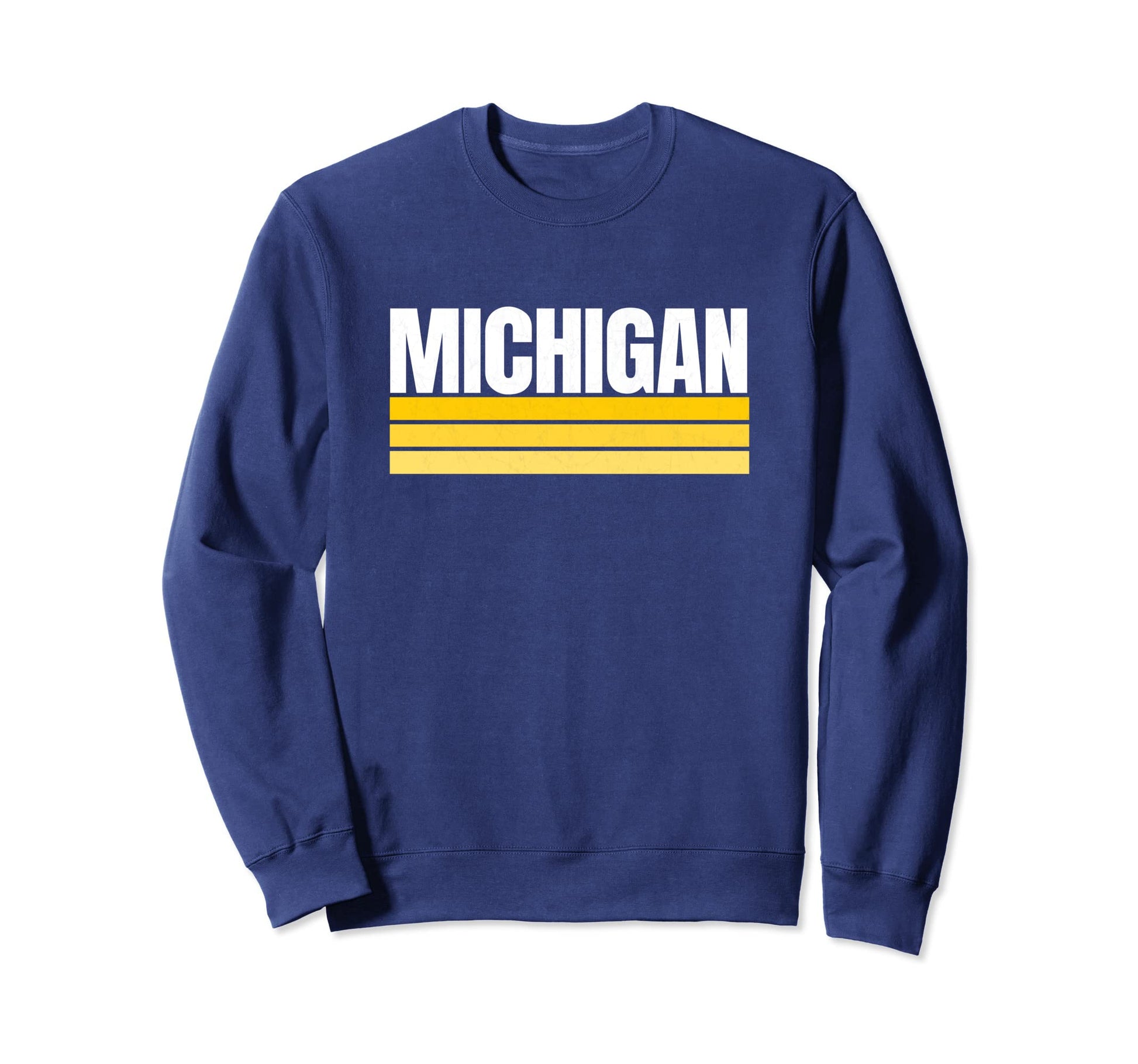 Striped Michigan Yellow White Michigan Sweatshirt - Graphic Print Men Women - T-Shirt, Sweatshirt, Hoodie