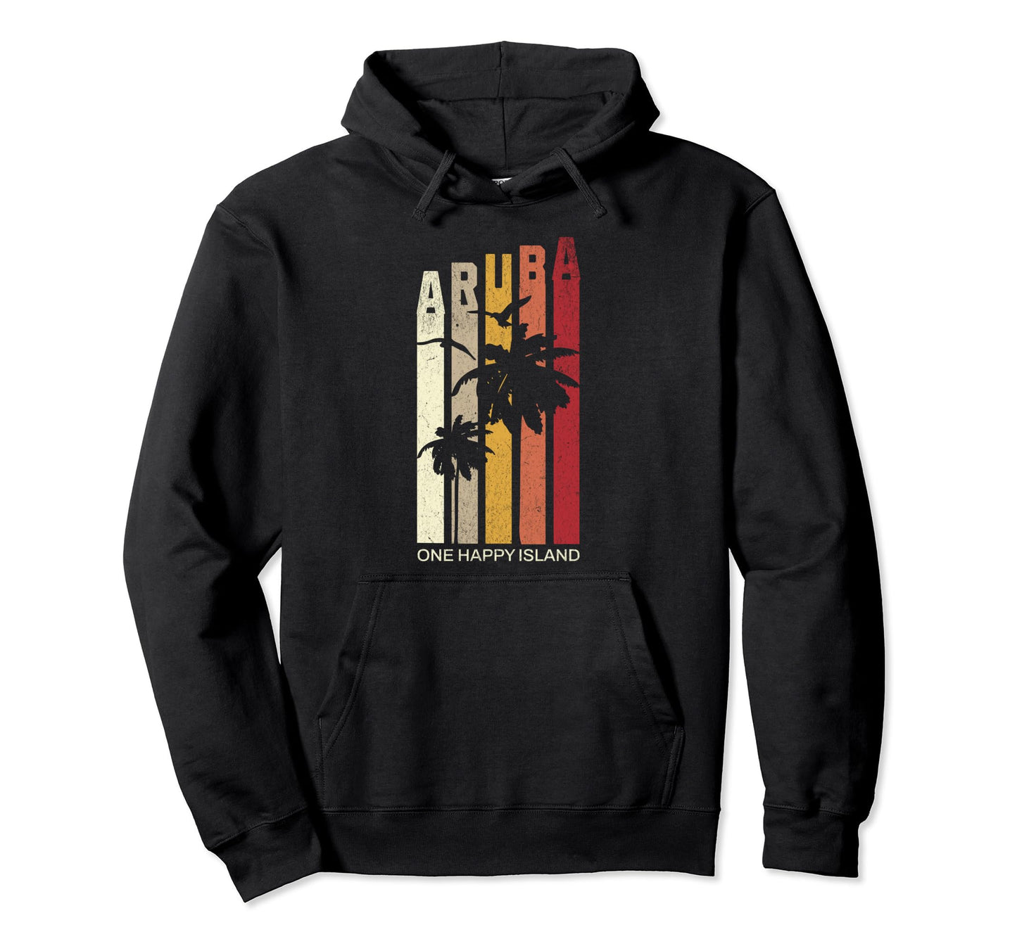 One Happy Island Aruba Stripes Palm Hoodie - Novelty Apparel Men Women - T-Shirt, Sweatshirt, Hoodie