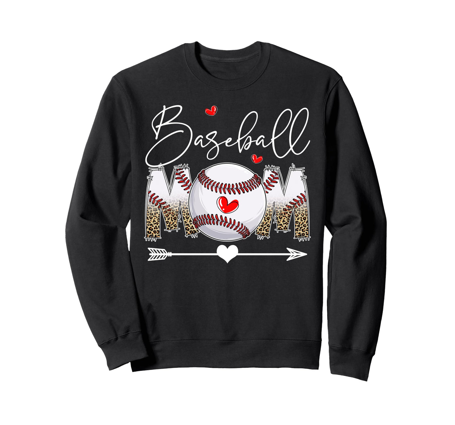 Funny Baseball Mom Leopard Baseball Sweatshirt - Unique Graphic Men Women - T-Shirt, Sweatshirt, Hoodie