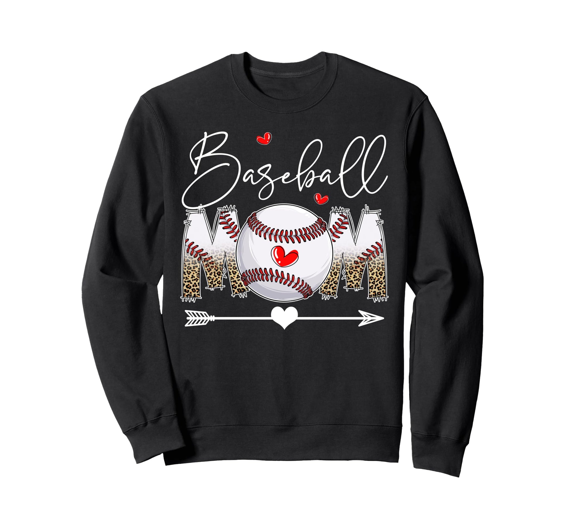 Funny Baseball Mom Leopard Baseball Sweatshirt - Unique Graphic Men Women - T-Shirt, Sweatshirt, Hoodie