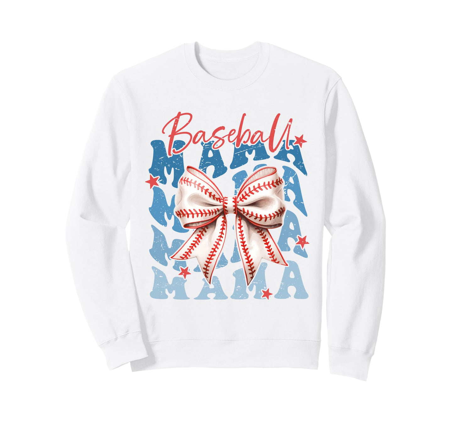 Baseball Mama Bow Stitches Sweatshirt - Casual Everyday Wear Men Women - T-Shirt, Sweatshirt, Hoodie