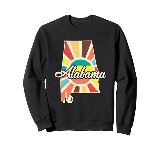 Alabama Pride State Outline Colorful Sweatshirt - Graphic Print Unisex - T-Shirt, Sweatshirt, Hoodie