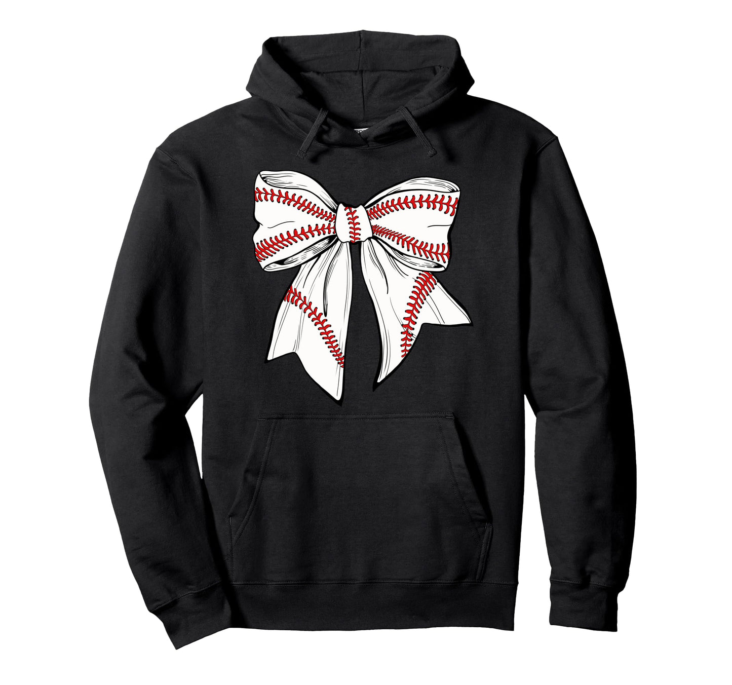 Coquette Baseball Bow Mom Girly Hoodie - Minimalist Print for Adults - T-Shirt, Sweatshirt, Hoodie