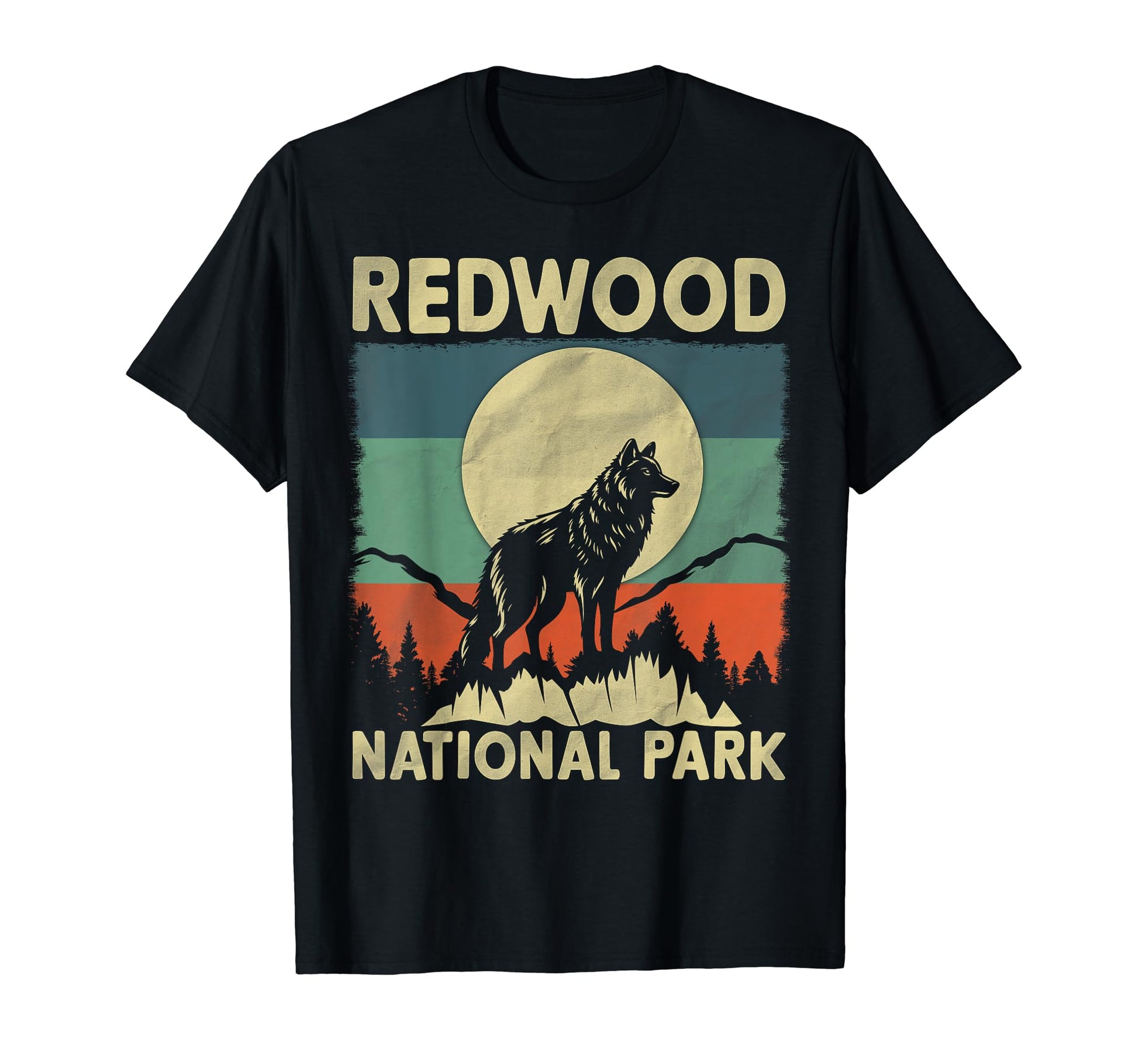 Wolf Redwood National Park T-Shirt - Fun Novelty Design for Adults - T-Shirt, Sweatshirt, Hoodie