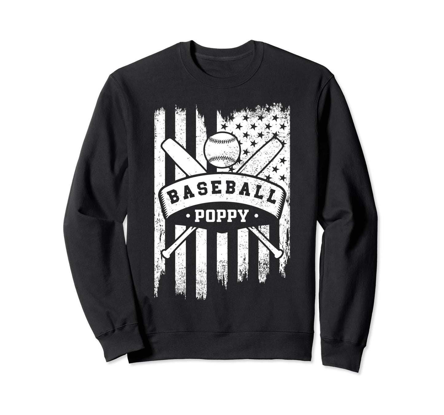 Baseball Poppy Usa American Flag Sweatshirt - Aesthetic Graphic Men Women - T-Shirt, Sweatshirt, Hoodie