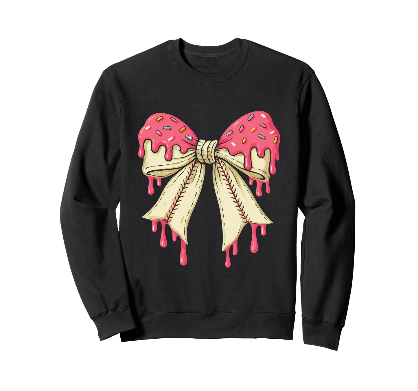 Baseball Bow Ice Cream Dripping Sweatshirt - Custom Art Print for Adults - T-Shirt, Sweatshirt, Hoodie
