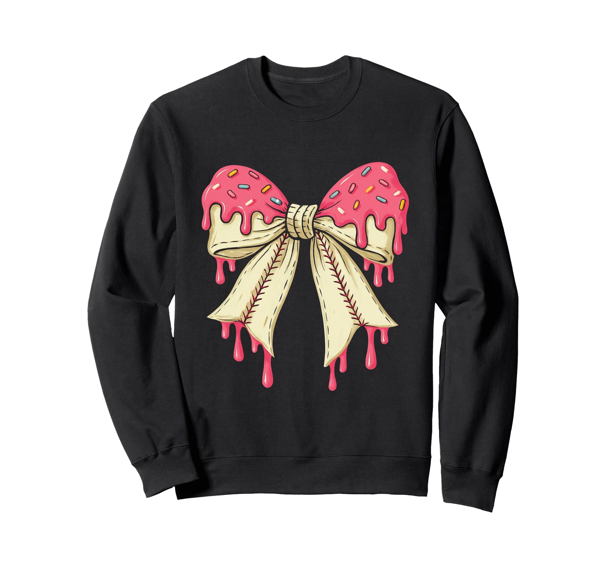 Baseball Bow Ice Cream Dripping Sweatshirt - Custom Art Print for Adults - T-Shirt, Sweatshirt, Hoodie