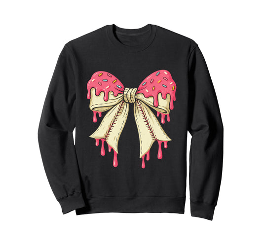Baseball Bow Ice Cream Dripping Sweatshirt - Custom Art Print for Adults - T-Shirt, Sweatshirt, Hoodie