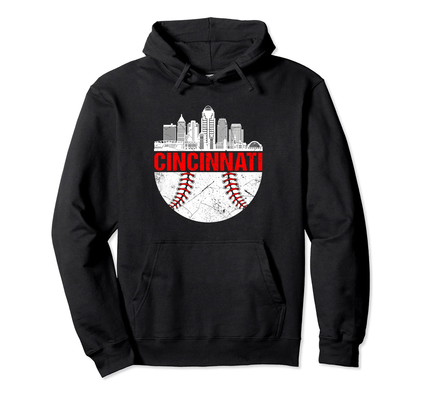 Cincinnati Baseball Distressed Hoodie - Aesthetic Graphic Men Women - T-Shirt, Sweatshirt, Hoodie
