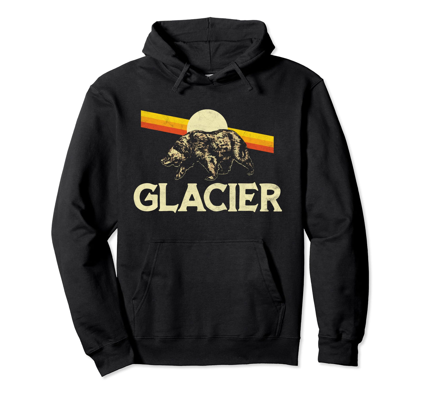 Glacier National Park Grizzly Bear 80S Hoodie - Aesthetic Graphic Men Women - T-Shirt, Sweatshirt, Hoodie