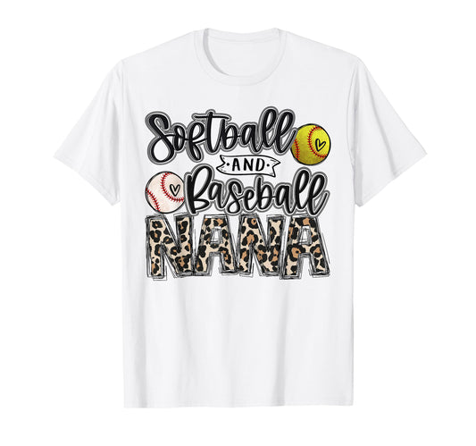 Baseball And Softball Nana Both Nephew T-Shirt - Graphic Print for Adults - T-Shirt, Sweatshirt, Hoodie
