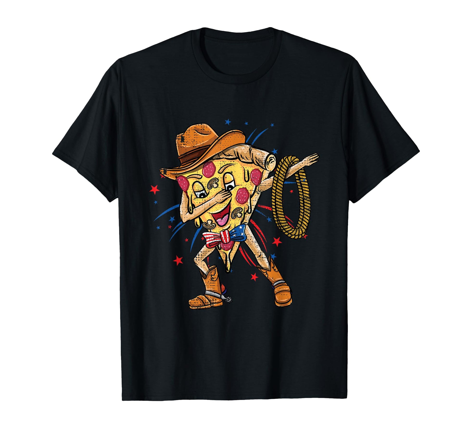 Dabbing Patriotic Pizza Cowboy T-Shirt - Novelty Apparel for Adults - T-Shirt, Sweatshirt, Hoodie