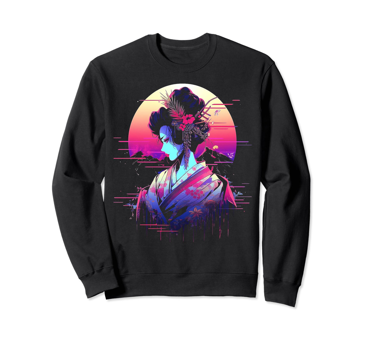 Vaporwave Geisha 80S Synthwave 6 Sweatshirt - Aesthetic Graphic Men Women - T-Shirt, Sweatshirt, Hoodie