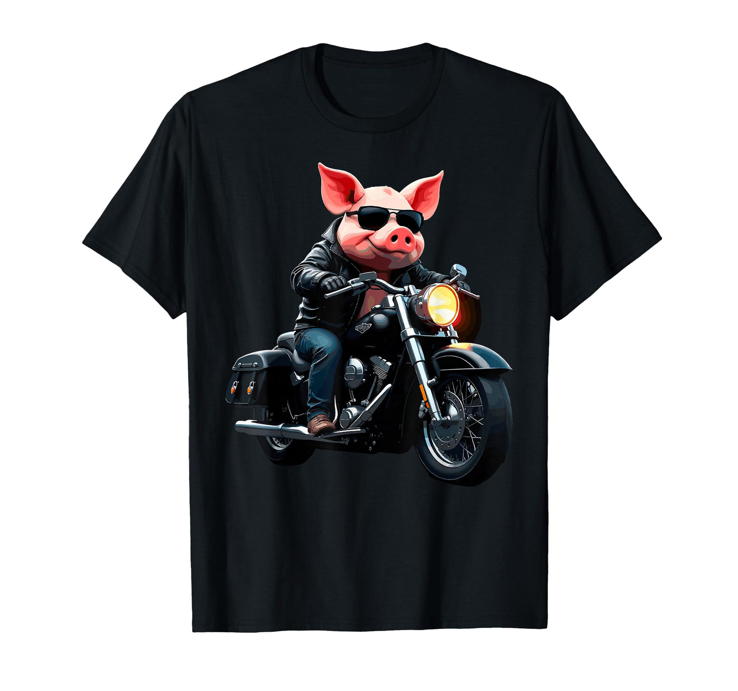 Funny Motorcycles Pig Biker T-Shirt - Trendy Graphic for Adults - T-Shirt, Sweatshirt, Hoodie