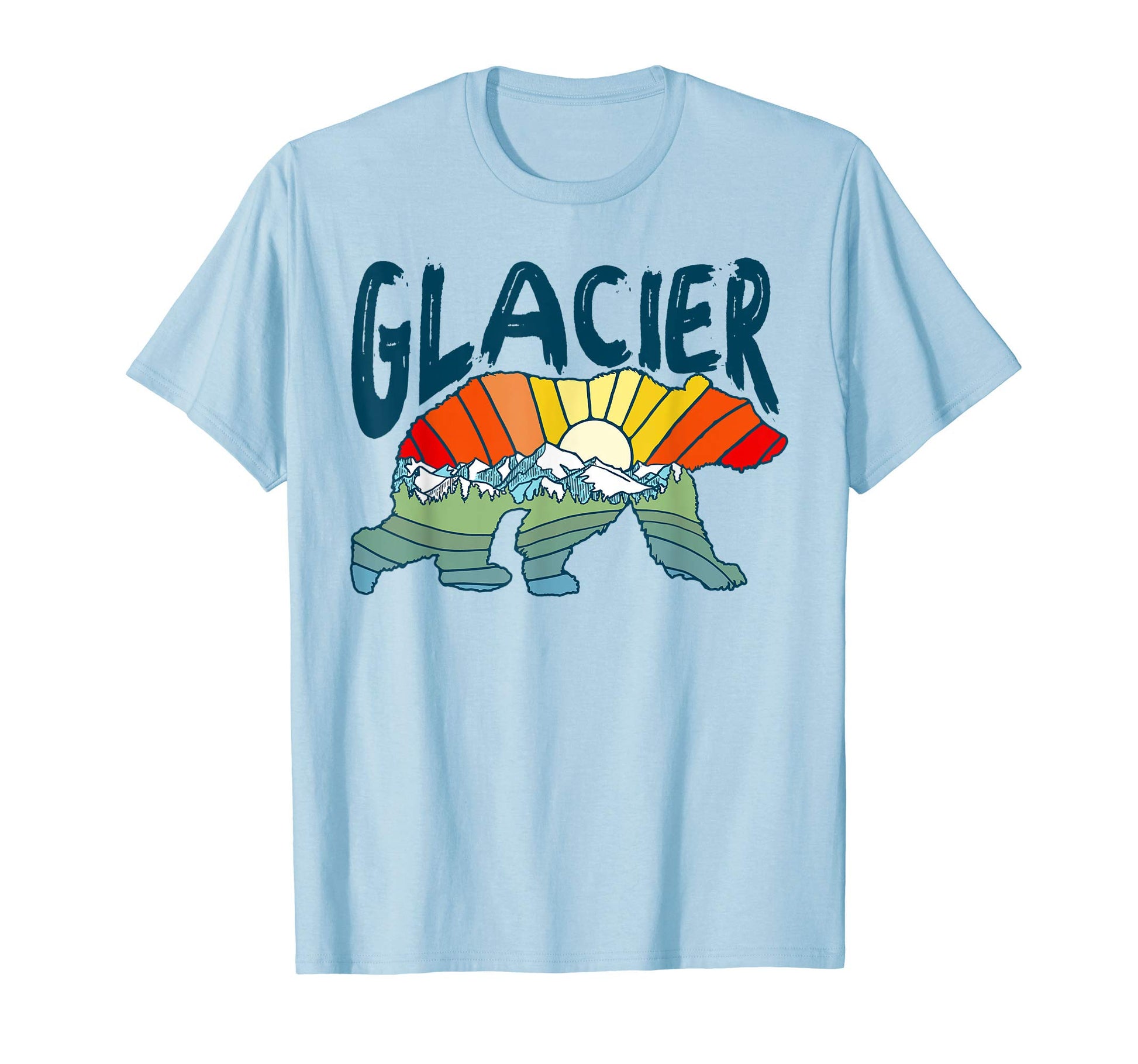 Glacier National Park Grizzly Bear T-Shirt - Minimalist Print for Adults - T-Shirt, Sweatshirt, Hoodie