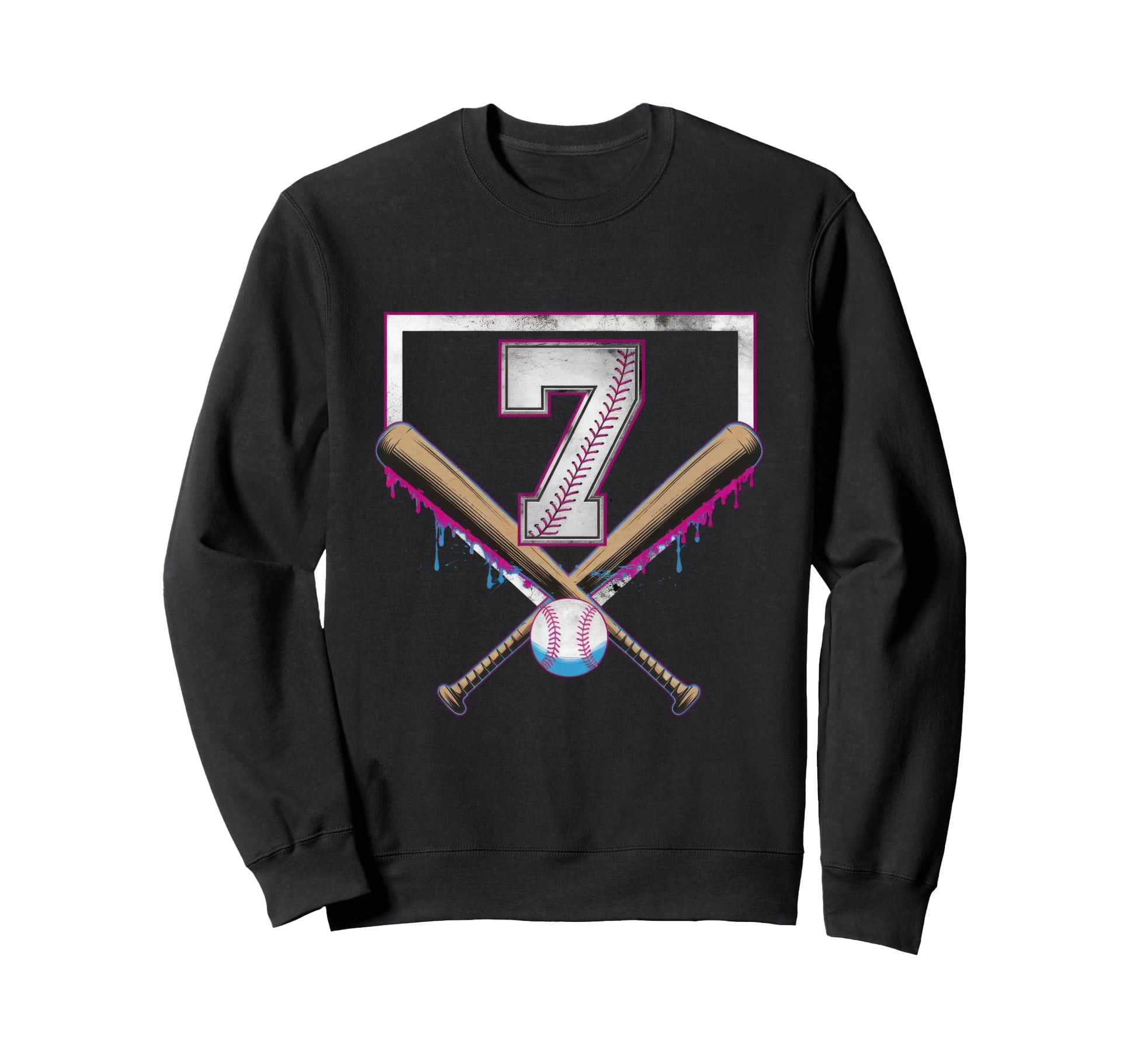 7Th Birthday Baseball Home Ice Cream Sweatshirt - Unique Graphic Unisex - T-Shirt, Sweatshirt, Hoodie