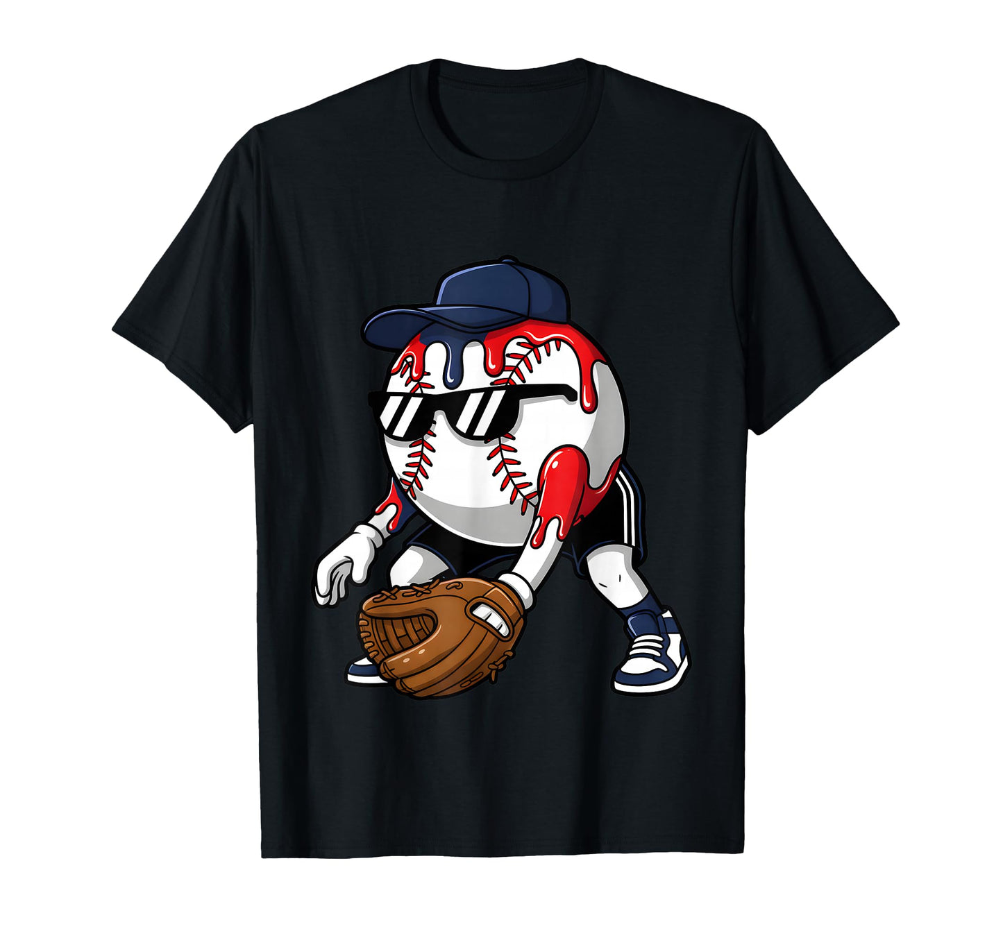 Baseball Fielder Skull Drip Player T-Shirt - Trendy Graphic Men Women - T-Shirt, Sweatshirt, Hoodie