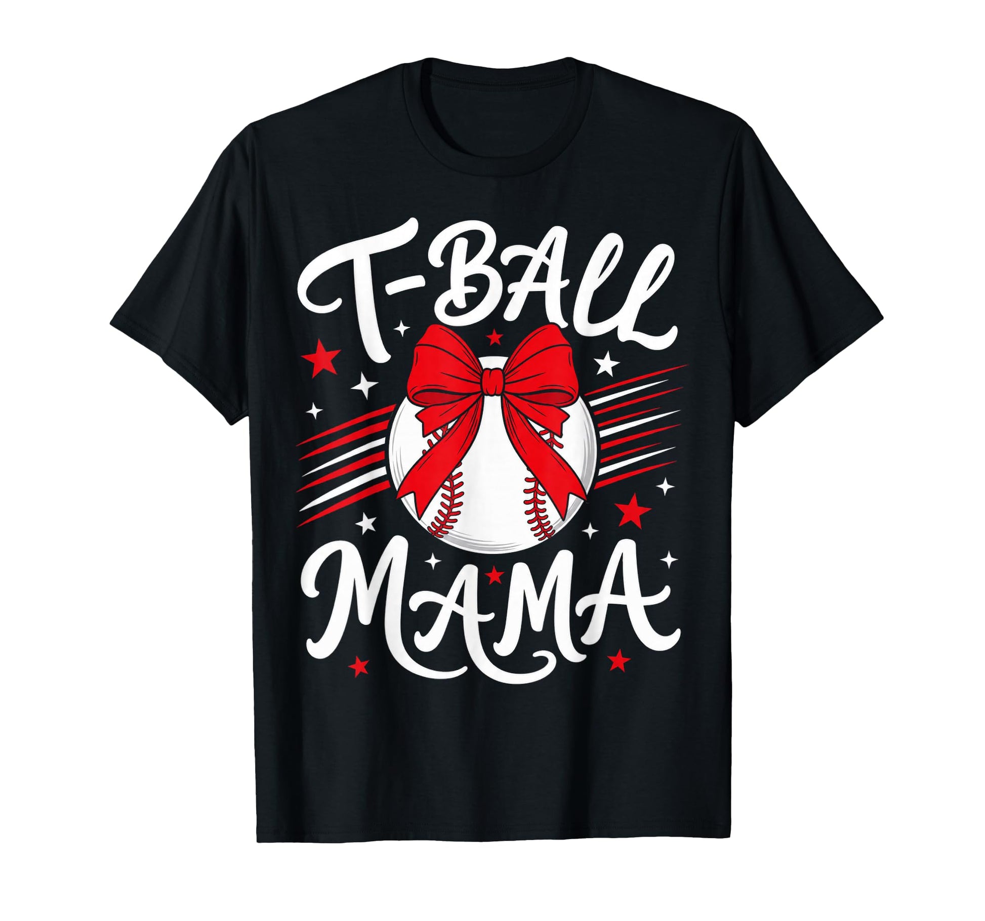 Baseball Bow T Ball Moms T-Shirt - Graphic Print Unisex - T-Shirt, Sweatshirt, Hoodie