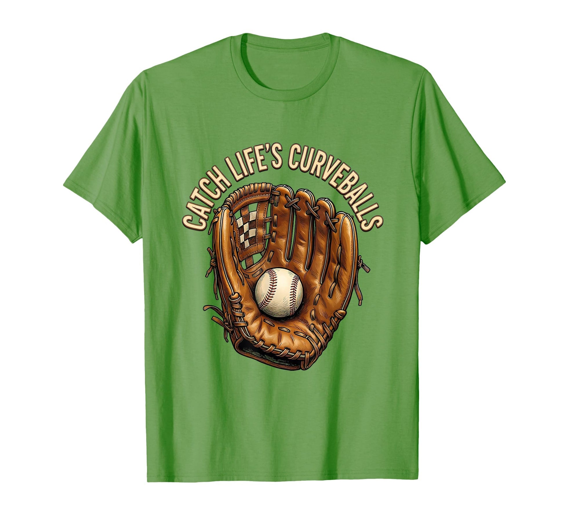 Catch Lifes Curveballs Baseball Glove T-Shirt - Minimalist Print Men Women - T-Shirt, Sweatshirt, Hoodie