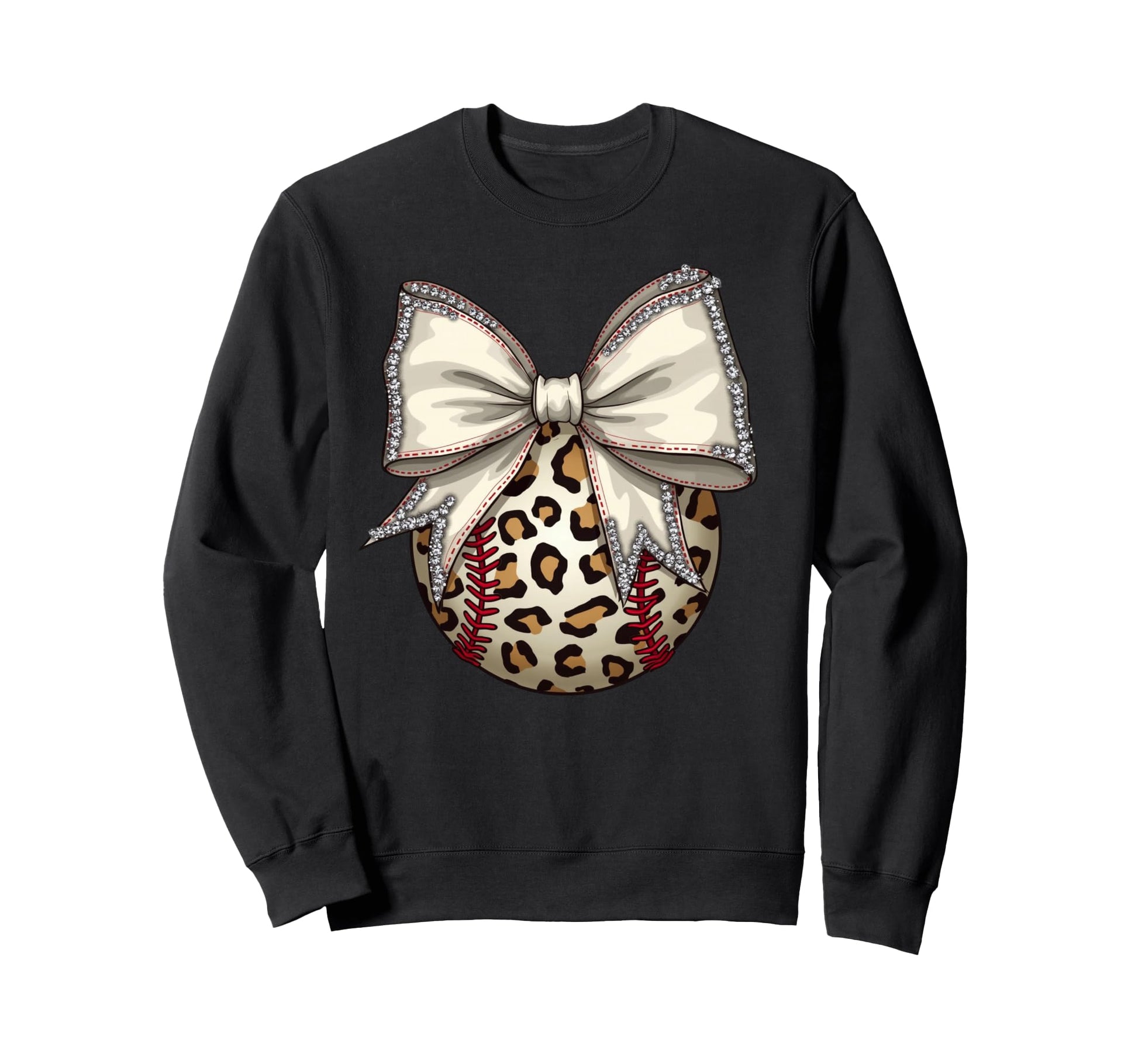Leopard Baseball Coquette Bow Mama Mom Sweatshirt - Trendy Graphic Unisex - T-Shirt, Sweatshirt, Hoodie